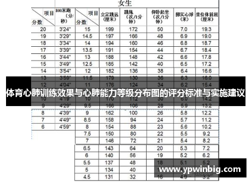 体育心肺训练效果与心肺能力等级分布图的评分标准与实施建议